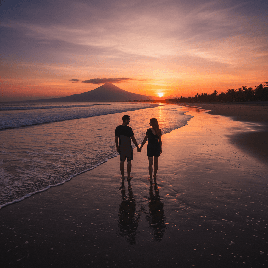 Couple celebrating after a tandem skydive in Bali