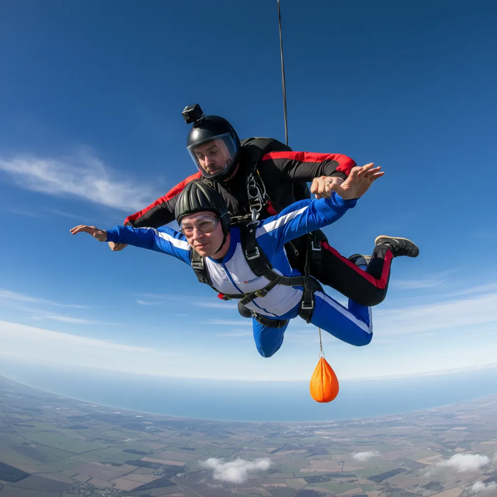 Tandem pair and solo AFF student compared in freefall