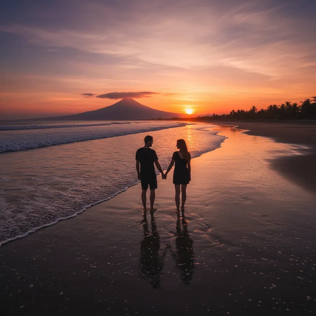 Couple celebrating after a tandem skydive in Bali